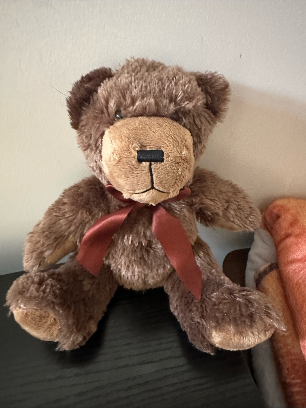 Napco Brown Teddy Bear Plush 10" Stuffed Animal with Brown Satin Ribbon
